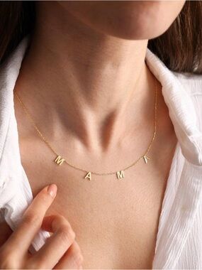 Delicate Gold 'MAMA' Letter Necklace - Women's Jewelry